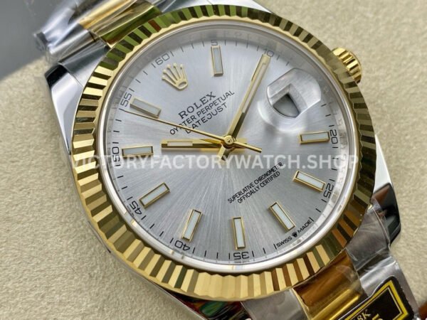 ZQ Factory Rolex Datejust 126333-0001 41mm Half Yellow Gold Silver Dial