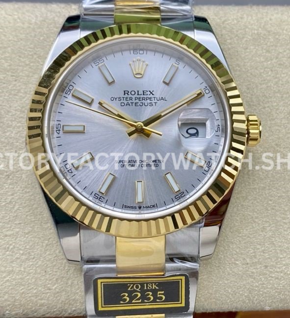ZQ Factory Rolex Datejust 126333-0001 41mm Half Yellow Gold Silver Dial