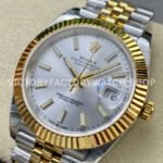 ZQ Factory Rolex Datejust 126333-0002 41mm Half Yellow Gold Silver Dial Jubilee