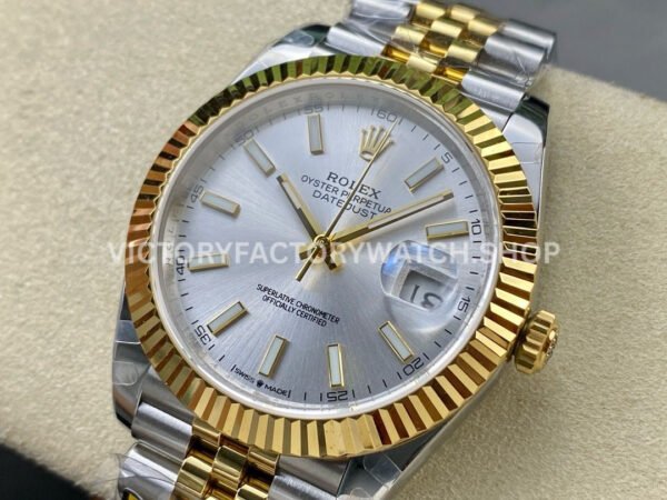ZQ Factory Rolex Datejust 126333-0002 41mm Half Yellow Gold Silver Dial Jubilee