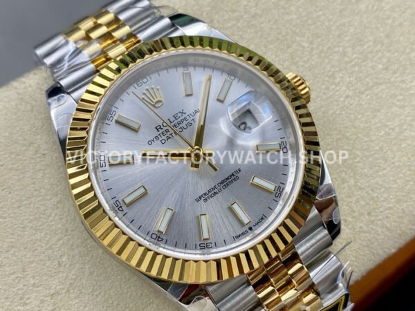 ZQ Factory Rolex Datejust 126333-0002 41mm Half Yellow Gold Silver Dial Jubilee