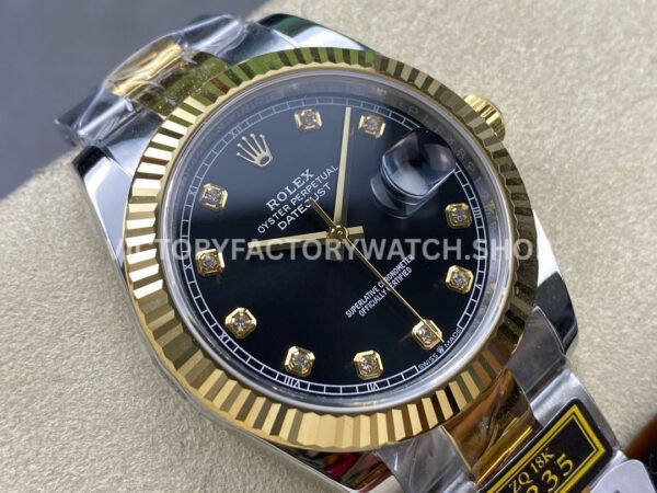ZQ Factory Rolex Datejust 126333-0005 41mm Half Yellow Gold Diamond Black Dial
