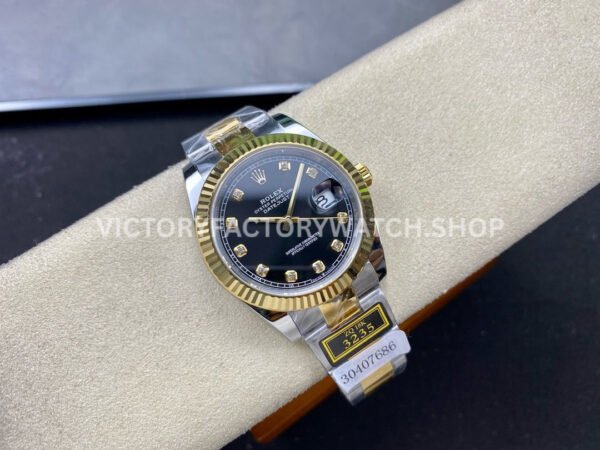 ZQ Factory Rolex Datejust 126333-0005 41mm Half Yellow Gold Diamond Black Dial