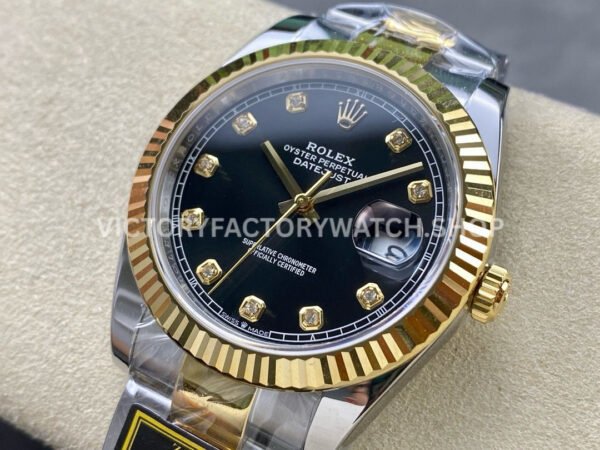 ZQ Factory Rolex Datejust 126333-0005 41mm Half Yellow Gold Diamond Black Dial