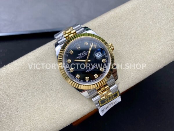 ZQ Factory Rolex Datejust 126333-0006 41mm Half Yellow Gold Diamond Black Dial Jubilee