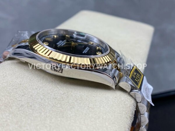 ZQ Factory Rolex Datejust 126333-0006 41mm Half Yellow Gold Diamond Black Dial Jubilee