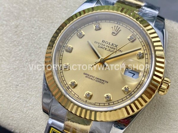 ZQ Factory Rolex Datejust 126333-0011 41mm Half Yellow Gold Diamond Champagne Dial