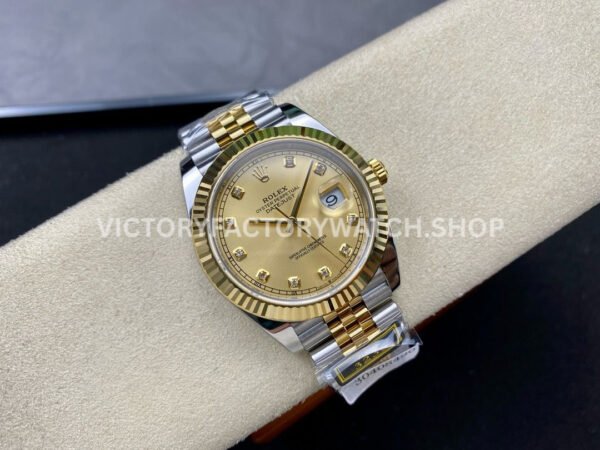 ZQ Factory Rolex Datejust 126333-0012 41mm Half Yellow Gold Diamond Champagne Dial Jubilee