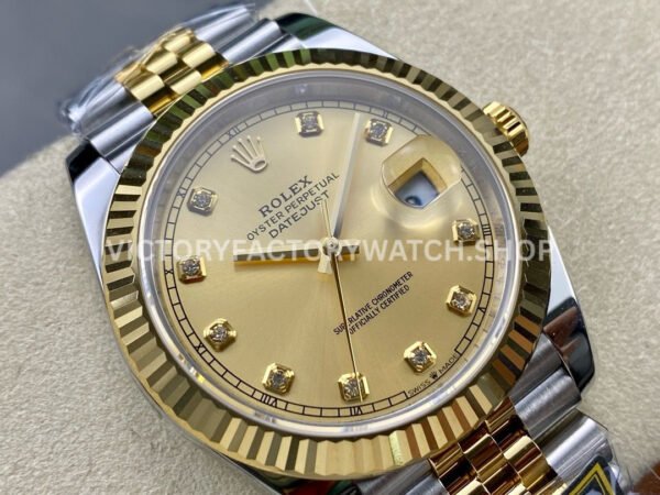 ZQ Factory Rolex Datejust 126333-0012 41mm Half Yellow Gold Diamond Champagne Dial Jubilee