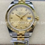 ZQ Factory Rolex Datejust 126333-0012 41mm Half Yellow Gold Diamond Champagne Dial Jubilee