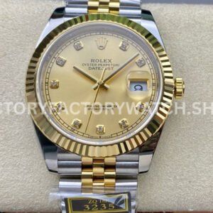 ZQ Factory Rolex Datejust 126333-0012 41mm Half Yellow Gold Diamond Champagne Dial Jubilee