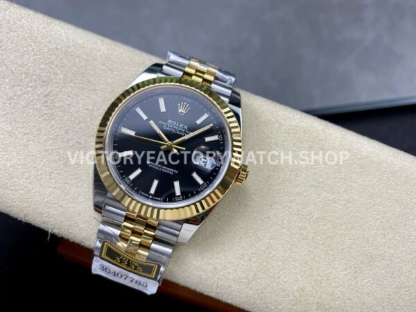 ZQ Factory Rolex Datejust 126333-0014 41mm Half Yellow Gold Black Dial Jubilee