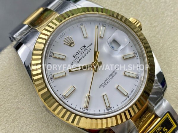 ZQ Factory Rolex Datejust 126333-0015 41mm Half Yellow Gold White Dial