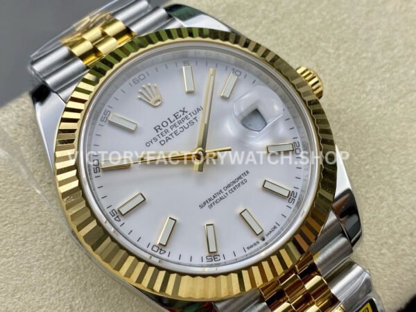 ZQ Factory Rolex Datejust 126333-0016 41mm Half Yellow Gold White Dial Jubilee