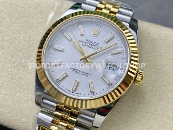 ZQ Factory Rolex Datejust 126333-0016 41mm Half Yellow Gold White Dial Jubilee