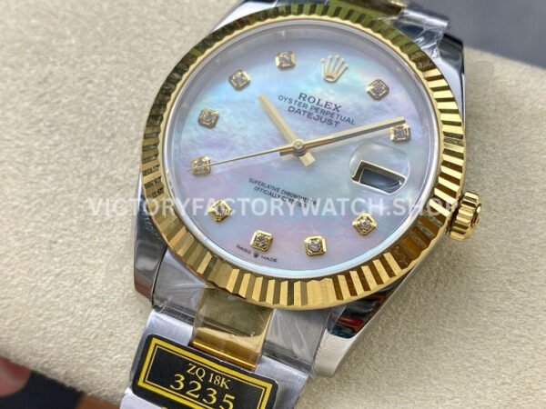 ZQ Factory Rolex Datejust 126333-0017 41mm Half Yellow Gold Diamond Mother Of Pearl Dial