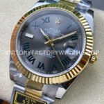 ZQ Factory Rolex Datejust 126333-0019 41mm Half Yellow Gold Roman Numerals Wimbledon Grey Dial