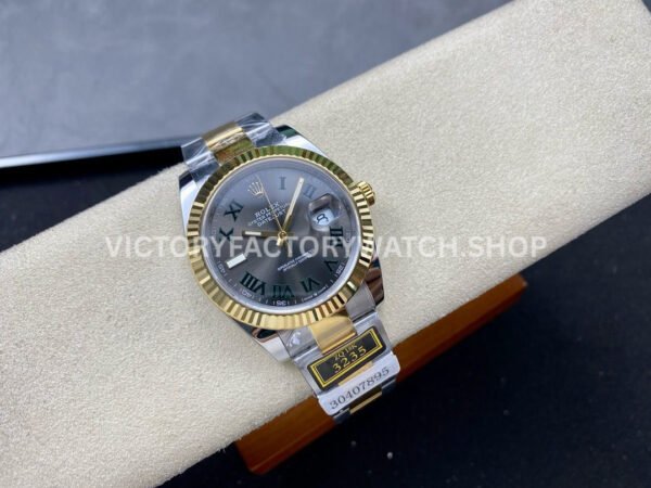 ZQ Factory Rolex Datejust 126333-0019 41mm Half Yellow Gold Roman Numerals Wimbledon Grey Dial