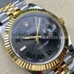 ZQ Factory Rolex Datejust 126333-0020 41mm Half Yellow Gold Roman Numerals Wimbledon Grey Dial Jubilee