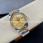 ZQ Factory Rolex Datejust 126333-0022 41mm Half Yellow Gold Fluted Motif Gold Dial Jubilee