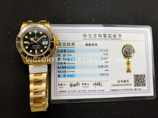 ZQ Factory Rolex Submariner 116618LN 40mm Full Yellow Gold Black Dial