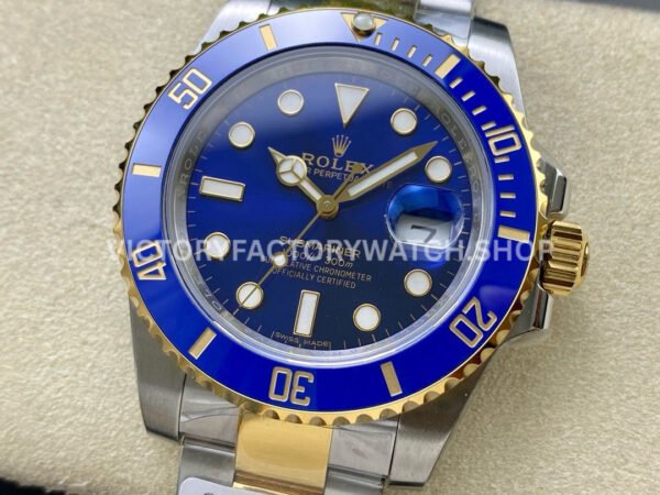 ZQ Factory Rolex Submariner Date 116613LB 40mm Half Gold Blue Dial (7) ZQ Factory Rolex Submariner 116613LB 40mm Half Yellow Gold Blue Dial