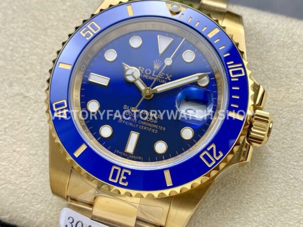 ZQ Factory Rolex Submariner 116618LB 40mm Full Yellow Gold Blue Dial