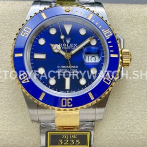 ZQ Factory Rolex Submariner Date 126613LB 41mm Half Gold Blue Dial (9) Rolex Submariner 126613LB super clone replica watch blue dial