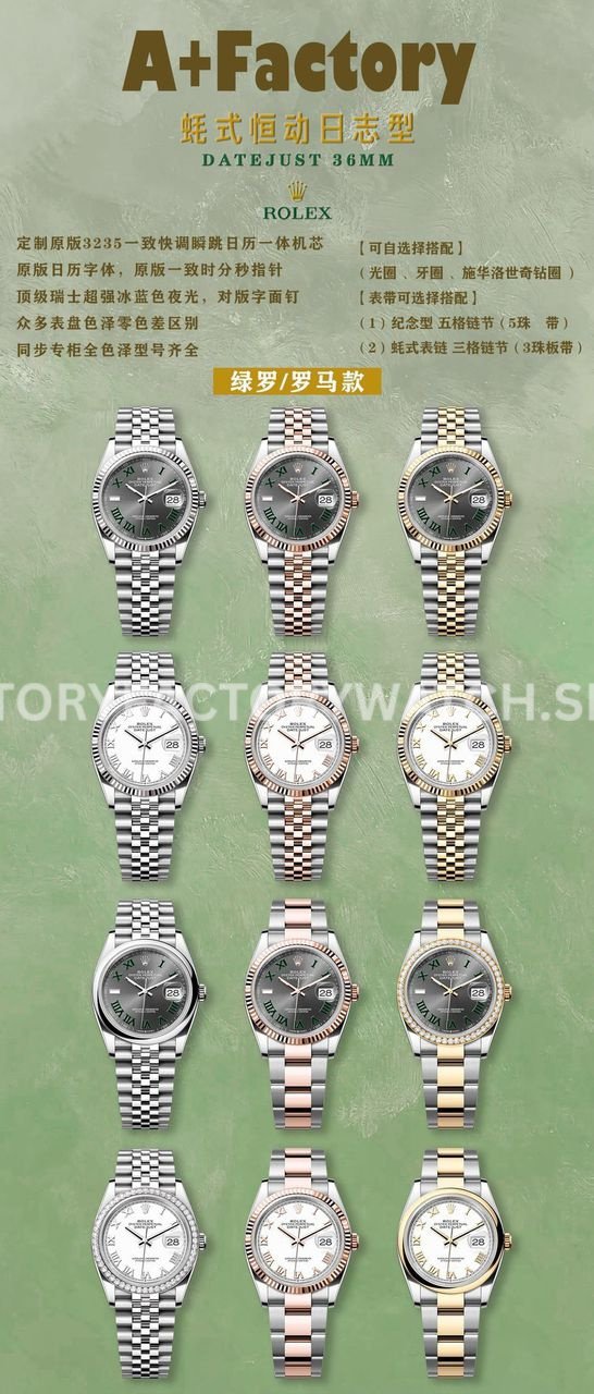 A+ Factory Rolex Datejust 126200-0017 36mm Full 904L Roman Numerals Grey Dial Jubilee