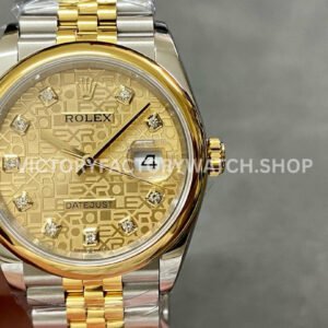 A+ Factory Rolex Datejust 126203-0033 36mm Half Yellow Gold Diaond Mop Champagne Computer Dial Jubilee