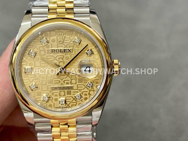 A+ Factory Rolex Datejust 126203-0033 36mm Half Yellow Gold Diaond Mop Champagne Computer Dial Jubilee (14) Datejust 126203 mop dial two tone diamond replica