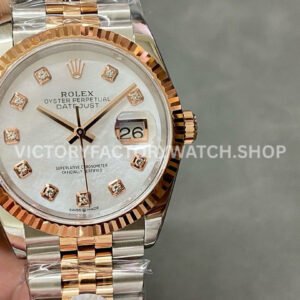 A+ Factory Rolex Datejust 126231-0021 36mm Half Rose Gold Diaond Mop Mother Of Pearl Dial Jubilee