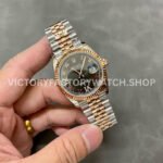 A+ Factory Rolex Datejust 126231-0023 36mm Half Rose Gold Roman Numerals Diamond Grey Dial Jubilee (6) A+ Factory Rolex Datejust 126231-0023 36mm Half Rose Gold Roman Numerals Diamond Grey Dial Jubilee