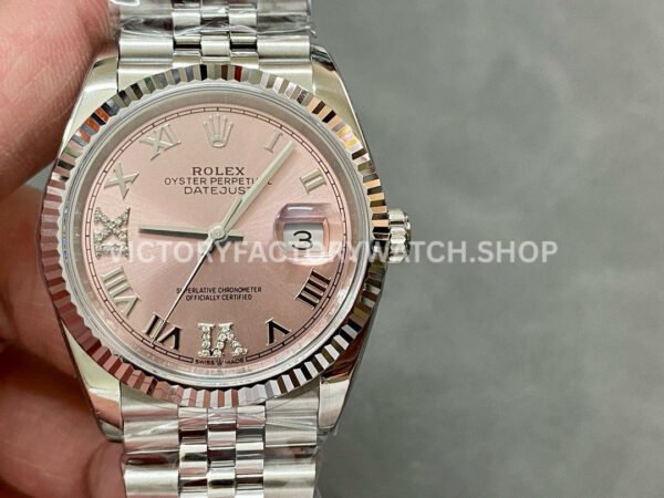 A+ Factory Rolex Datejust 126234-0031 36mm Full 904L Roman Numerals Diamond Pink Dial Jubilee (13) Rolex Datejust 126234 pink dial diamond jubilee replica