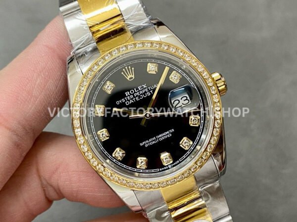A+ Factory Rolex Datejust 126283RBR-0008 36mm Diamond Bezel Half Yellow Gold Diaond Mop Black Dial (15) A+ Factory Rolex Datejust 126283RBR-0008 36mm Diamond Bezel Half Yellow Gold Diaond Mop Black Dial