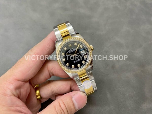 A+ Factory Rolex Datejust 126283RBR-0008 36mm Diamond Bezel Half Yellow Gold Diaond Mop Black Dial (4) A+ Factory Rolex Datejust 126283RBR-0008 36mm Diamond Bezel Half Yellow Gold Diaond Mop Black Dial