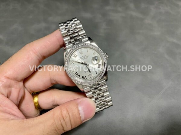 A+ Factory Rolex Datejust 126284RBR-0021 36mm Diamond Bezel Full 904L Roman Numerals Diamond Silver (1) A+ Factory Rolex Datejust 126284RBR-0021 36mm Diamond Bezel Full 904L Roman Numerals Diamond Silver Dial Jubilee