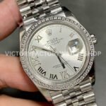 A+ Factory Rolex Datejust 126284RBR-0021 36mm Diamond Bezel Full 904L Roman Numerals Diamond Silver ( (16) A+ Factory Rolex Datejust 126284RBR-0021 36mm Diamond Bezel Full 904L Roman Numerals Diamond Silver Dial Jubilee