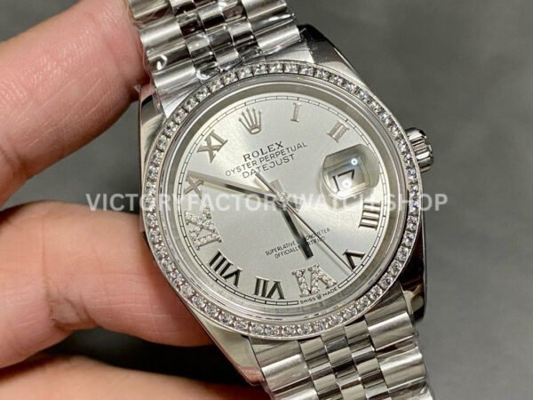 A+ Factory Rolex Datejust 126284RBR-0021 36mm Diamond Bezel Full 904L Roman Numerals Diamond Silver ( (16) A+ Factory Rolex Datejust 126284RBR-0021 36mm Diamond Bezel Full 904L Roman Numerals Diamond Silver Dial Jubilee