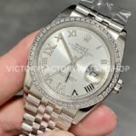 A+ Factory Rolex Datejust 126284RBR-0021 36mm Diamond Bezel Full 904L Roman Numerals Diamond Silver ( (7) A+ Factory Rolex Datejust 126284RBR-0021 36mm Diamond Bezel Full 904L Roman Numerals Diamond Silver Dial Jubilee
