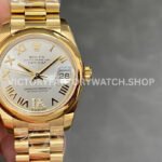 Rolex Datejust 278248 gold 31mm diamond silver dial replica