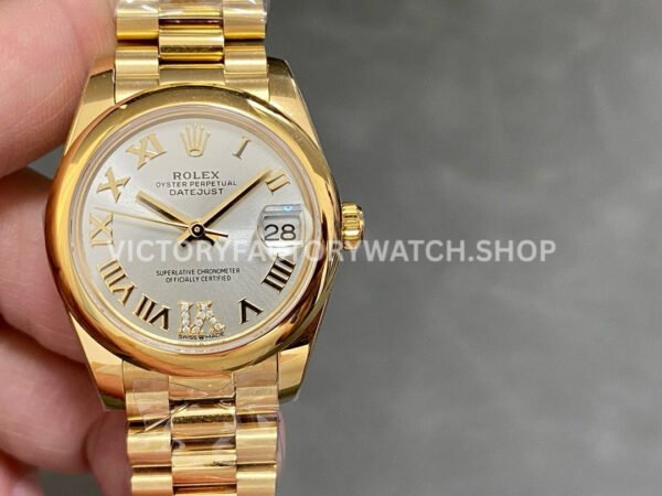 Rolex Datejust 278248 gold 31mm diamond silver dial replica