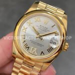 A+ Factory Rolex Datejust 278248 31mm Full Yellow Gold Roman Numerals Diamond Silver Dial