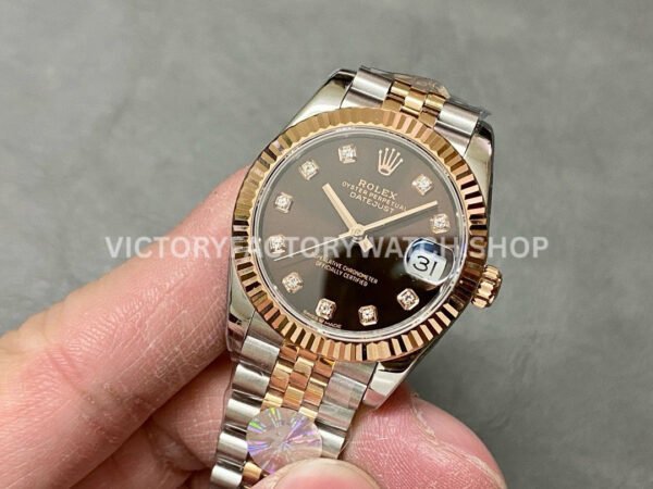 A+ Factory Rolex Datejust 278271-0028 31mm Half Rose Gold Diamond Mop Brown Dial Jubilee
