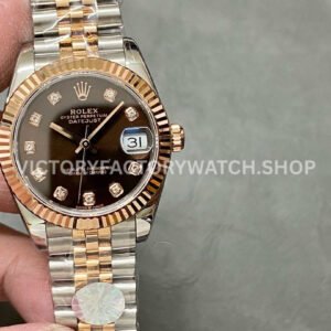A+ Factory Rolex Datejust 278271-0028 31mm Half Rose Gold Diamond Mop Brown Dial Jubilee