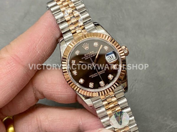 A+ Factory Rolex Datejust 278271-0028 31mm Half Rose Gold Diamond Mop Brown Dial Jubilee