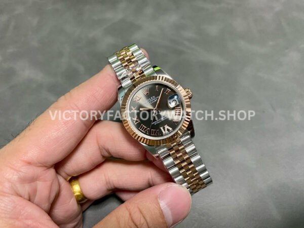 A+ Factory Rolex Datejust 278271-0030 31mm Half Rose Gold Roman Numerals Diamond Grey Dial Jubilee