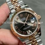 A+ Factory Rolex Datejust 278271-0030 31mm Half Rose Gold Roman Numerals Diamond Grey Dial Jubilee