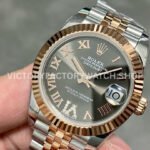 A+ Factory Rolex Datejust 278271-0030 31mm Half Rose Gold Roman Numerals Diamond Grey Dial Jubilee