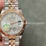 A+ Factory Rolex Datejust 278271-0032 31mm Half Rose Gold Silver Floral-Motif, Diamond-Set Dial Jubilee (5) Rolex 278381RBR floral dial diamond bezel 31mm replica